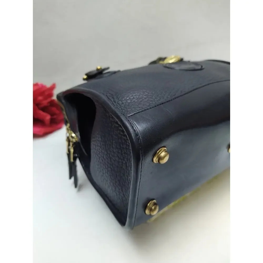 Dooney & Bourke Black Leather Double Handles Shoulder Bag - VTG Made in USA